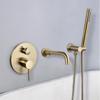 Tuqiu Brushed Gold Bathroom Bathtub Mixer Set Hot and Cold Rose Gold Bath Shower Faucets Wall Mounted Bathtub Shower Faucet Set