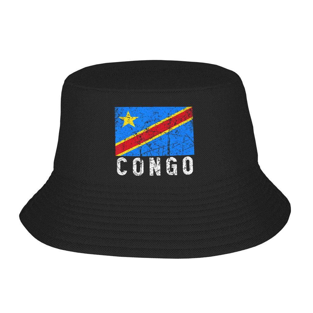 Republic Of Congo Congolese Flag Bucket Hat Gift For Girl Boy Lovely Vocation Caps For Travel UV Protection