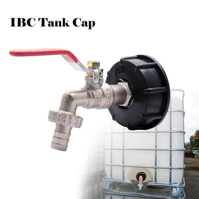 1000L IBC-Tankadapter, Grobgewinde, 60 mm bis 15 mm, Wasseranschluss, schwarz