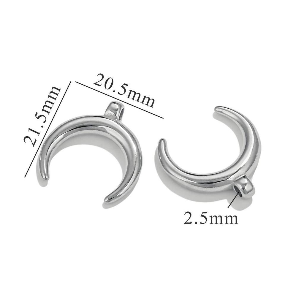 Gold Polished Stainless Steel Moon Pendant Necklace - Non-Fading Titanium Crescent DIY Jewelry Accessory