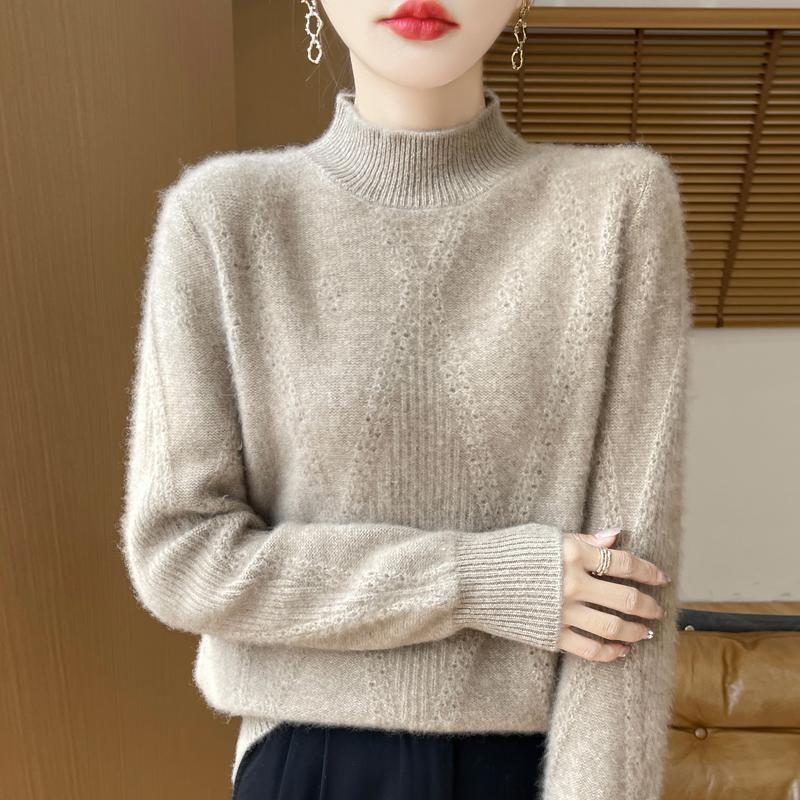 Dámský kašmírový svetr Kašmír Qinghe 30% kašmír 70% vlna podzimní a zimní pulovr hřejivý a módní