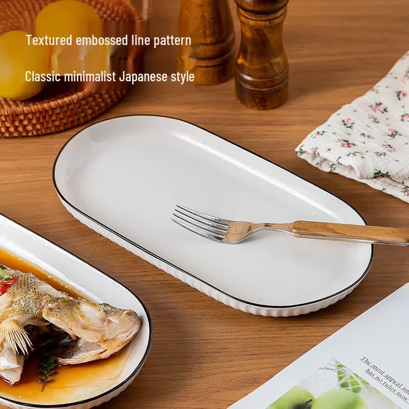 Yilan 12-inch White Ceramic Deep Fish Plate