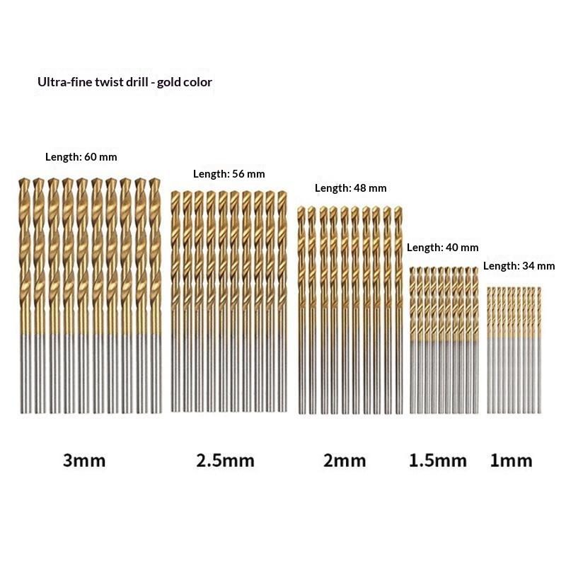 50/100Pcs Titanium-Coated Twist Drill Bit Set 1-3Mm Small Drill Bit Electric Drill Drilling Set Woodworking