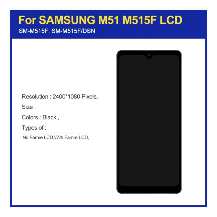 OLED-Display + Rahmen Kompatibel mit Samsung M51 M515