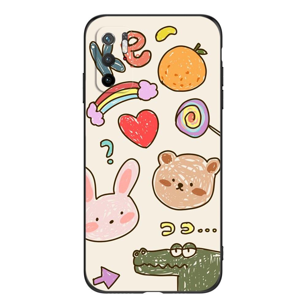 For Poco M3 Pro 5G Case 6.5" Xiaomi Redmi Note 10 5G Phone Back Cover Bumper POCOPHONE Black Tpu Case Cute Funy