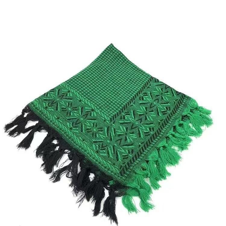 Traditional Elderly Woman Headscarf With Woolen Knit Square Pattern For Rural Farm Photoshoot