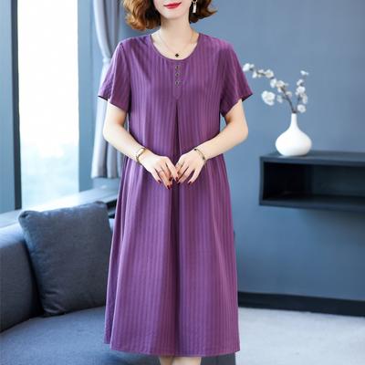 Plus Size Summer Long Dress for Women  Short Sleeve Elegant Vintage Dress