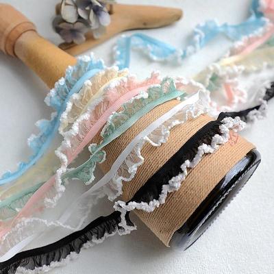 4meters/lot 2cm Wide Black/white Elastic Belt Lace Trim DIY Band Ties Sewing Accessories Stretchy Gauze Ribbon Decoration