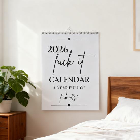 2026 Wandkalender Ein Jahr ungefilterten Badass-Designs Heim-Büro-Schreibtischkalender Funktionelles Layout Kalender