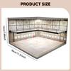 1/64 Diorama Display Case with Parking Lot Scene Stand Lighting, Realistic Storage
