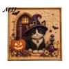 DIY Hobbybastelsets für die Freizeit Geister-Kunstset mit Kunstperlen und Rahmen, Halloween-Katzenmalerei, Handgefertigte Heimdekorations-Bastelset, 3D