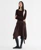 Anggae Unbalanced Satin Skirt Brown