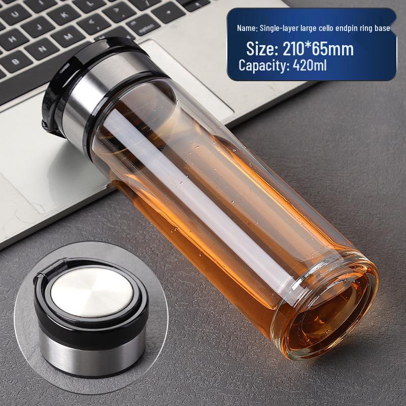 Custom Double-Layer Glass Cup for Business Events - Personalized Tea/Water Gift 320ml