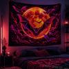 Dark Gothic Bat Tapestry Fluorescent Spider Wall Art for Halloween Bedroom Living Room Decor