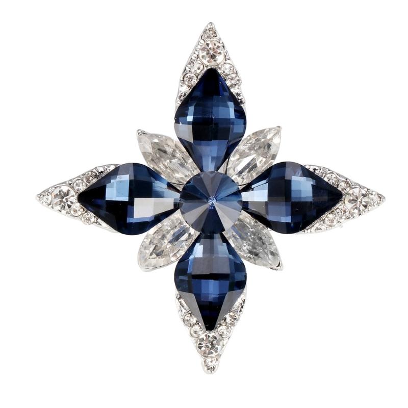 Элегантная брошь-цветок из стразов-октагонов с основой из цинкового сплава для торжественных мероприятий и повседневной носки