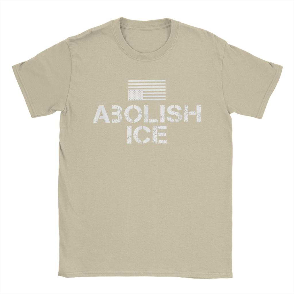 Abolish ICE America In Distress Inverted American Flag T Shirts Men Cotton Vintage TShirt Crewneck  Tees Short Sleeve Clothing