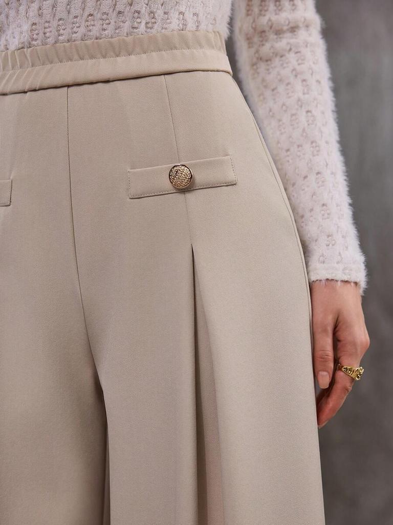 European High Waist Casual Wide-Leg Pants for Women - Elegant and Stylish
