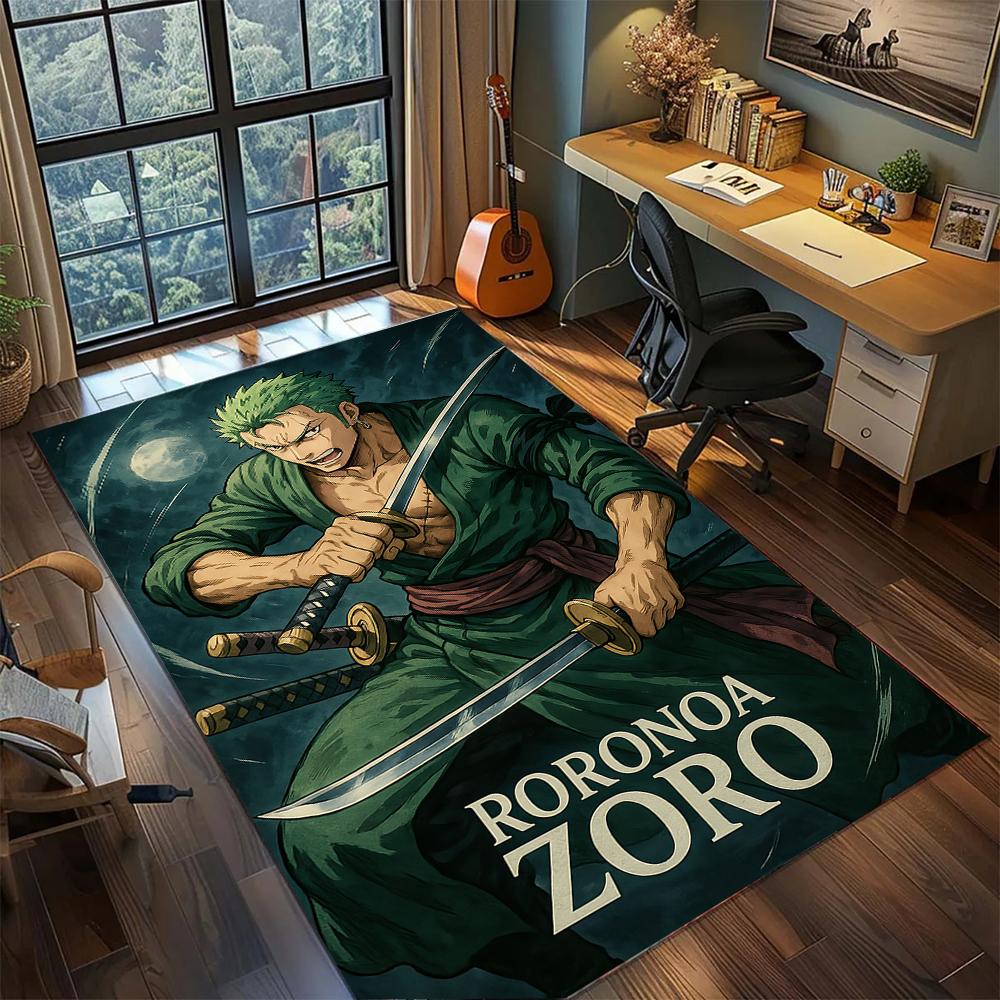 

Roronoa Zoro Three Sword Style Santoryu Rug Carpet Large Area Rug Non Slip Washable Floor Mat Gamer Room Bedroom Home Decor 60x90cm