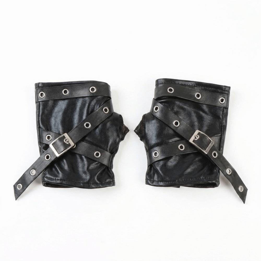 Rivet Half-finger Gloves Y2K Arm Cover Cool Fingerless Mittens Outdoors