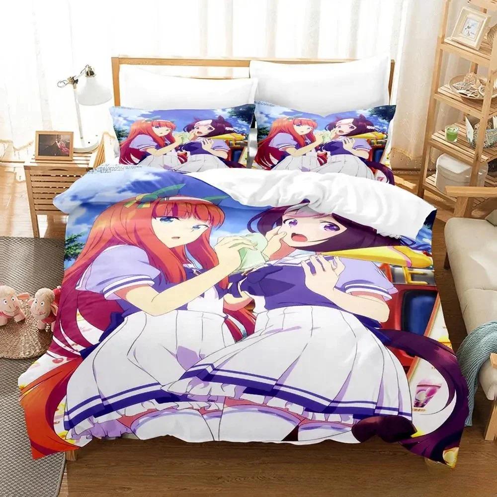 Kawaii Pretty Derby Bedding Set Single Twin Full Queen King Size Bed Set Adult Kid Bedroom Duvet Cover Sets 3D Print Anime Bed