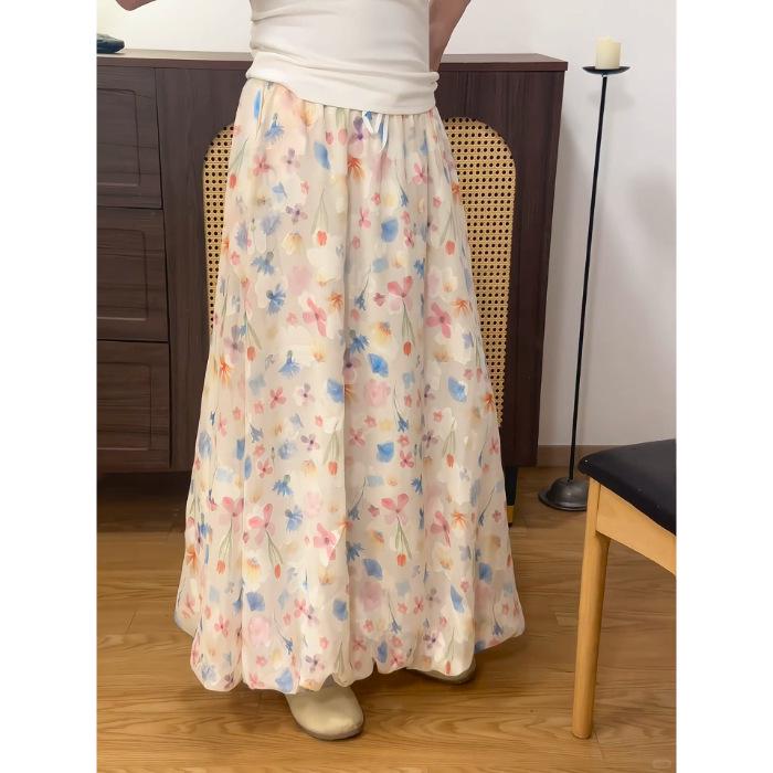 

Женские универсальные брюки-юбка миди с высокой талией на весну/лето 2025 года - Плотные, не просвечивающие, повседневные и милые Extra Large цветочный