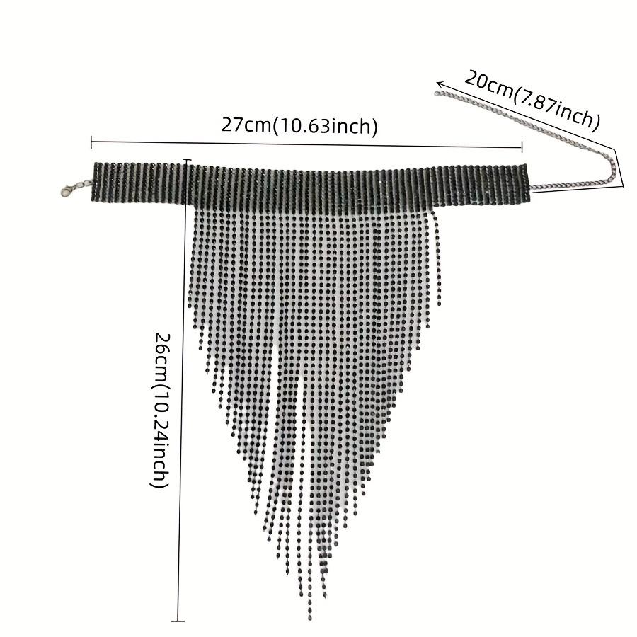 Fashionable and Elegant Women's Long Tassel Necklace Luxurious Rhinestone Necklace Jewelry Party Evening Dress Accessories Neckl