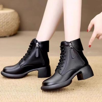 Inverno Nova Tendência da Moda Botas de Montaria de Cano Alto Mais Veludo Para Manter Quente Confortáveis Bico Redondo Salto Grosso Botas Femininas da Moda