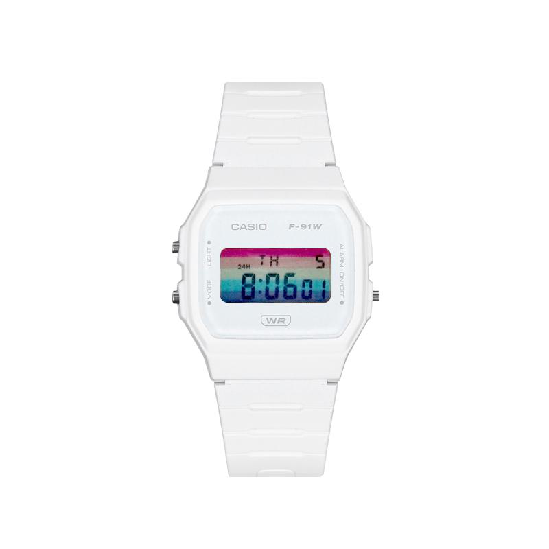 CASIO Customized watch modified series rainbow beach waterproof Quartz resin strap same style for men and women color CaiHongShaTan(LanFenPengKe)