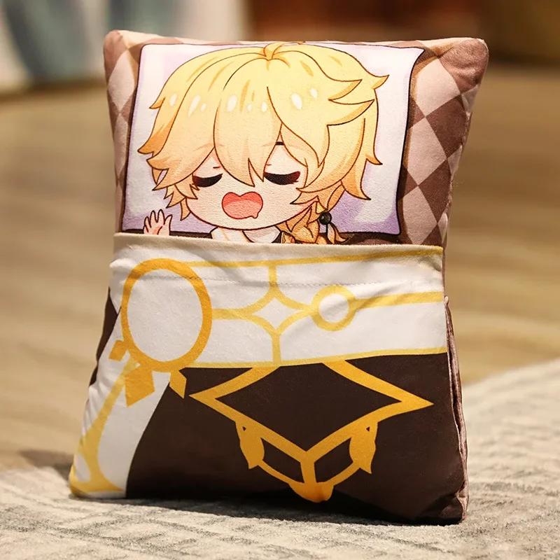 36x27cm Genshin Impact Plush Toy Kawaii throw pillow plush Tiwat Zoo Yae Miko Tartaglia Thoma Ganyu Diluc Plush Pillow Cartoon