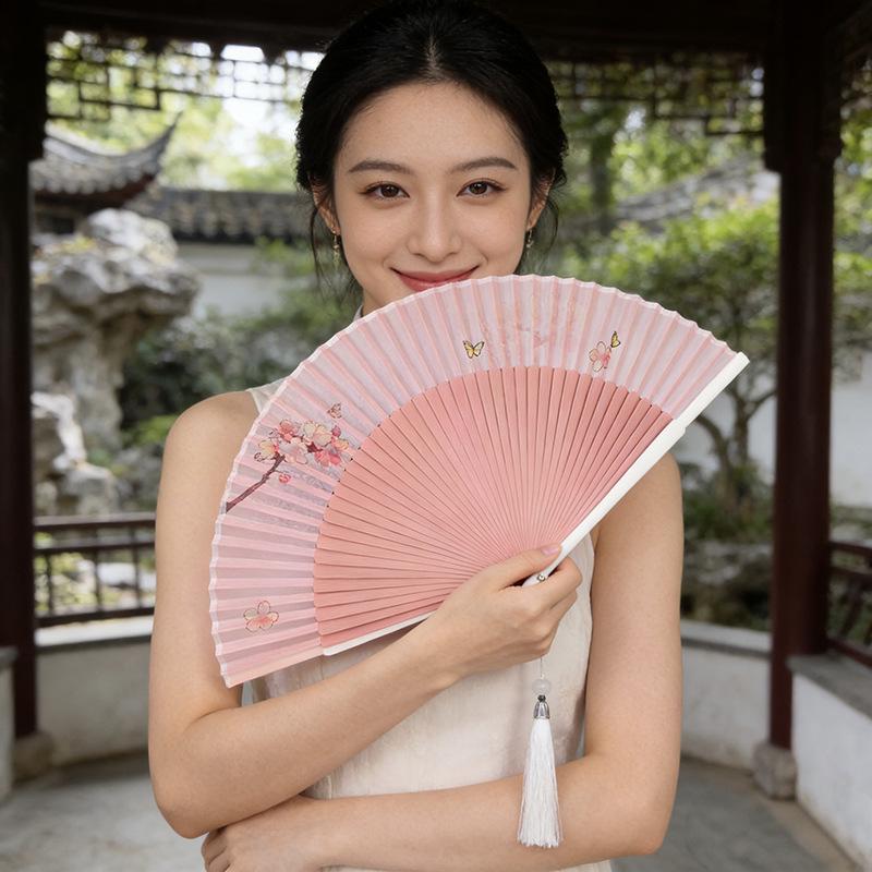 Portable Chinese Qipao Dance Fan: Small, Carry-On, Hollowed-Out Folding Design
