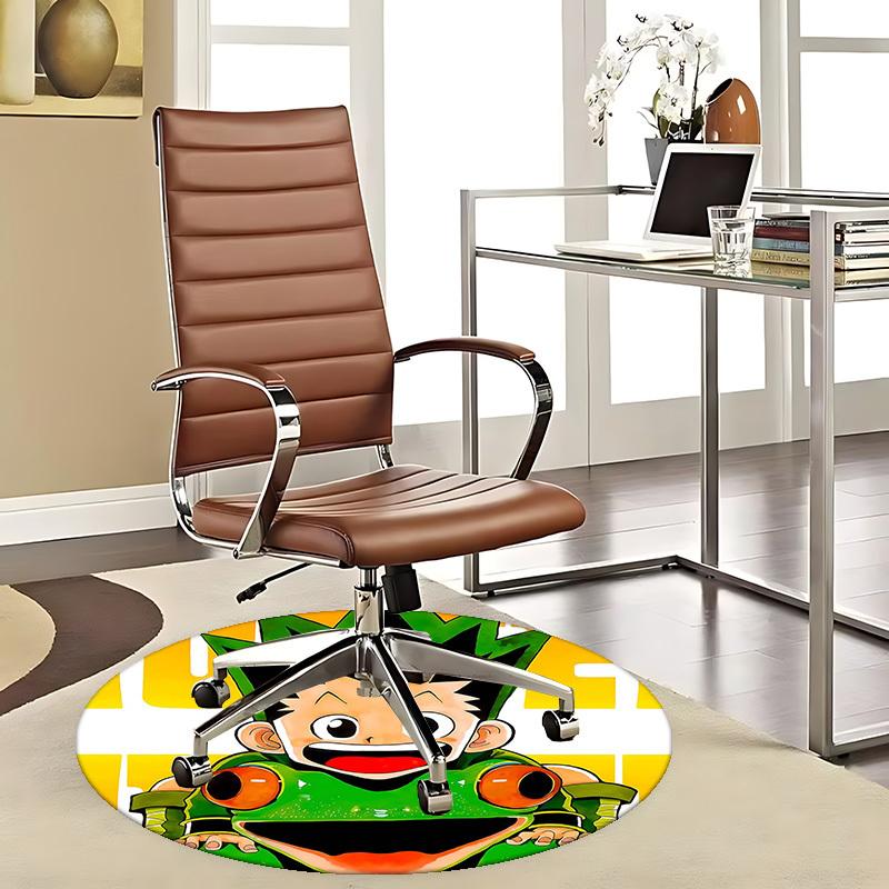 1pc Anime Frog and Boy Round Carpet  Office Chair Mat 80cm