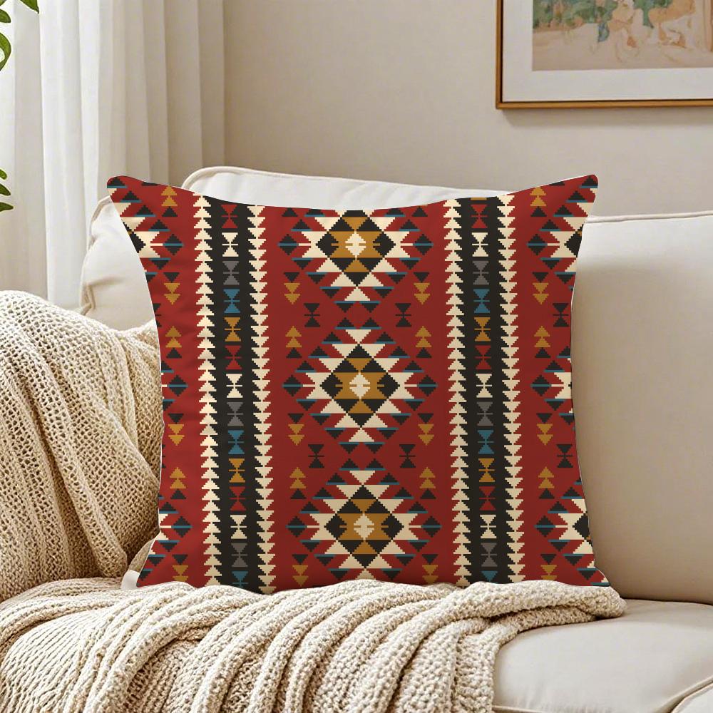 Türkischer Kilim Teppich Kissenbezug Beidseitiger Plüsch Sofakissenbezüge Bio Atmungsaktiv Verdeckter Reißverschluss