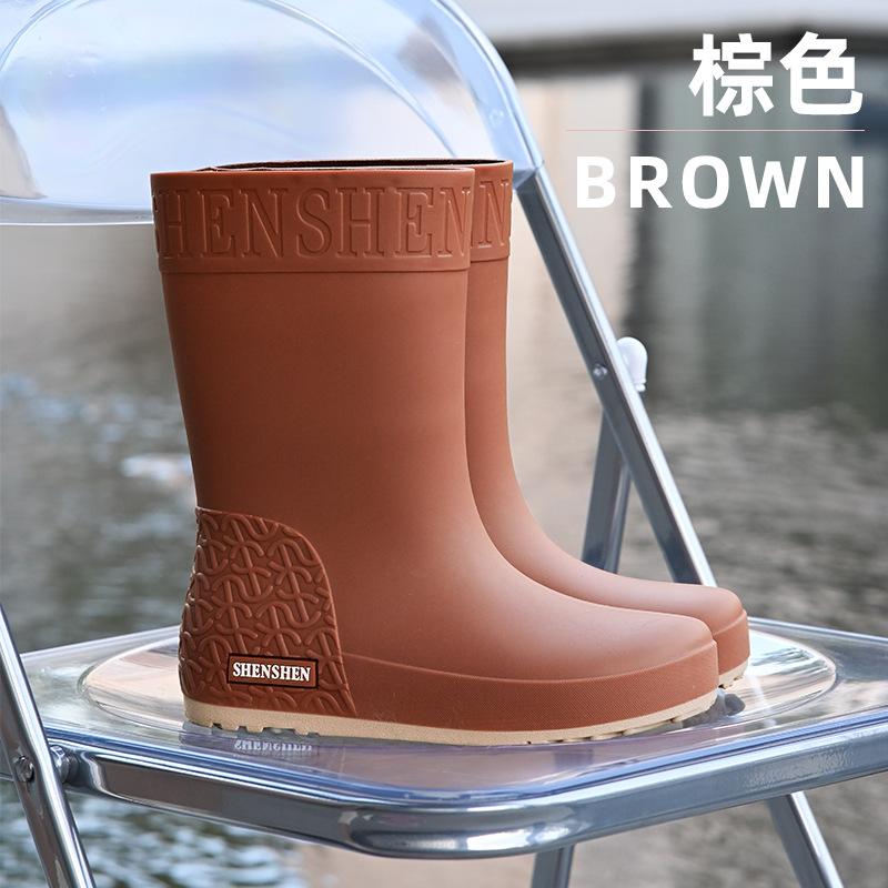 Fashion Women's Medium Tube Non-slip Waterproof Shoes Rain Shoes Rain Boots Water Boots Thermal Cover Shoes Adult Long Tube