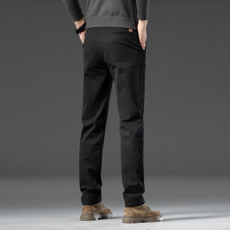 Podzimní A Zimní Pánské Plyšové Hrubé/Běžné Ležérní Vysoce Kvalitní Elastické Rovné Trubkové Volné A Lehké Obchodní Všestranné Kalhoty