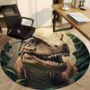 1PC Dinosaur Print Office Round Rug, Non-slip, Soft and Durable Office Rug for Interior Decoration, Perfect for Office, Beautiful Decoration