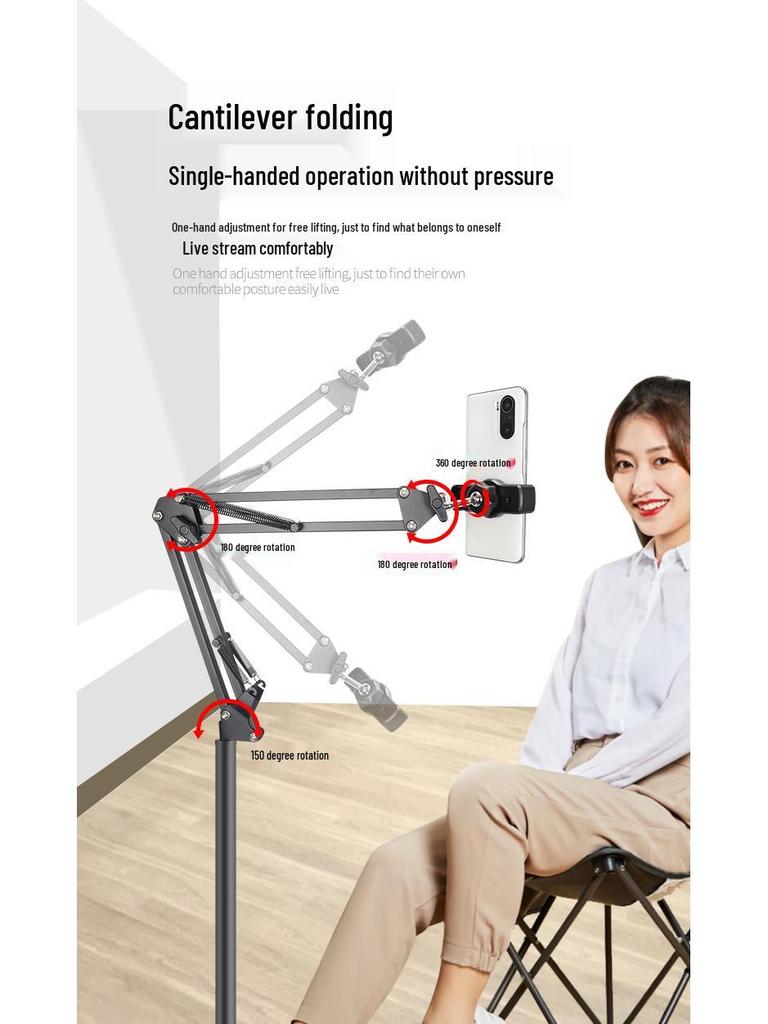 Adjustable Floor Stand with Mechanical Arm for Mobile, Tablet, and Overhead Viewing