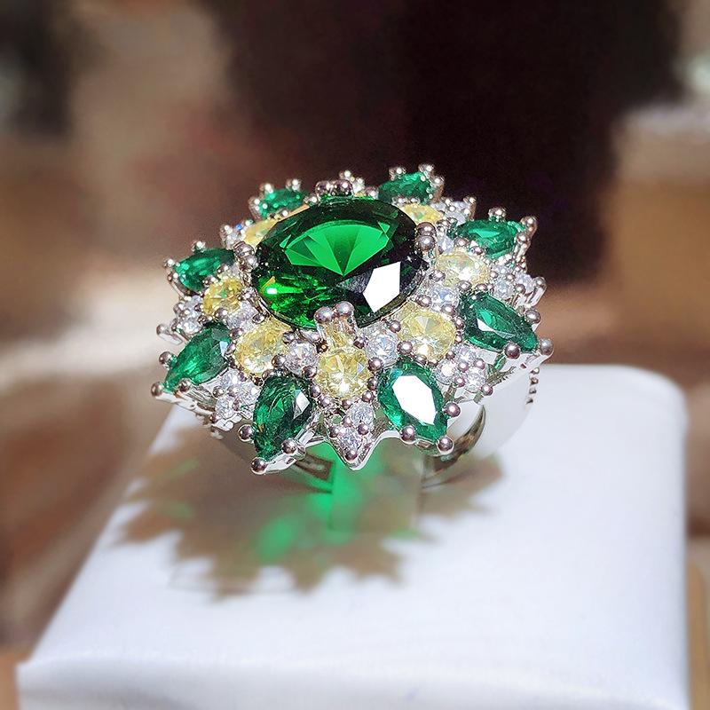 

Роскошные инкрустированные паве изумрудные кольца помолвочные зеленый циркон женские кольцо из стерлингового серебра большой квадратный камень кристалл Валентин resizable зелёный