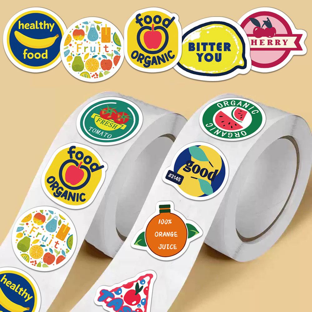 500 Sheets/Roll Creative Fruit Cartoon Stickers for Journals, DIY Phone Cases, Notebooks