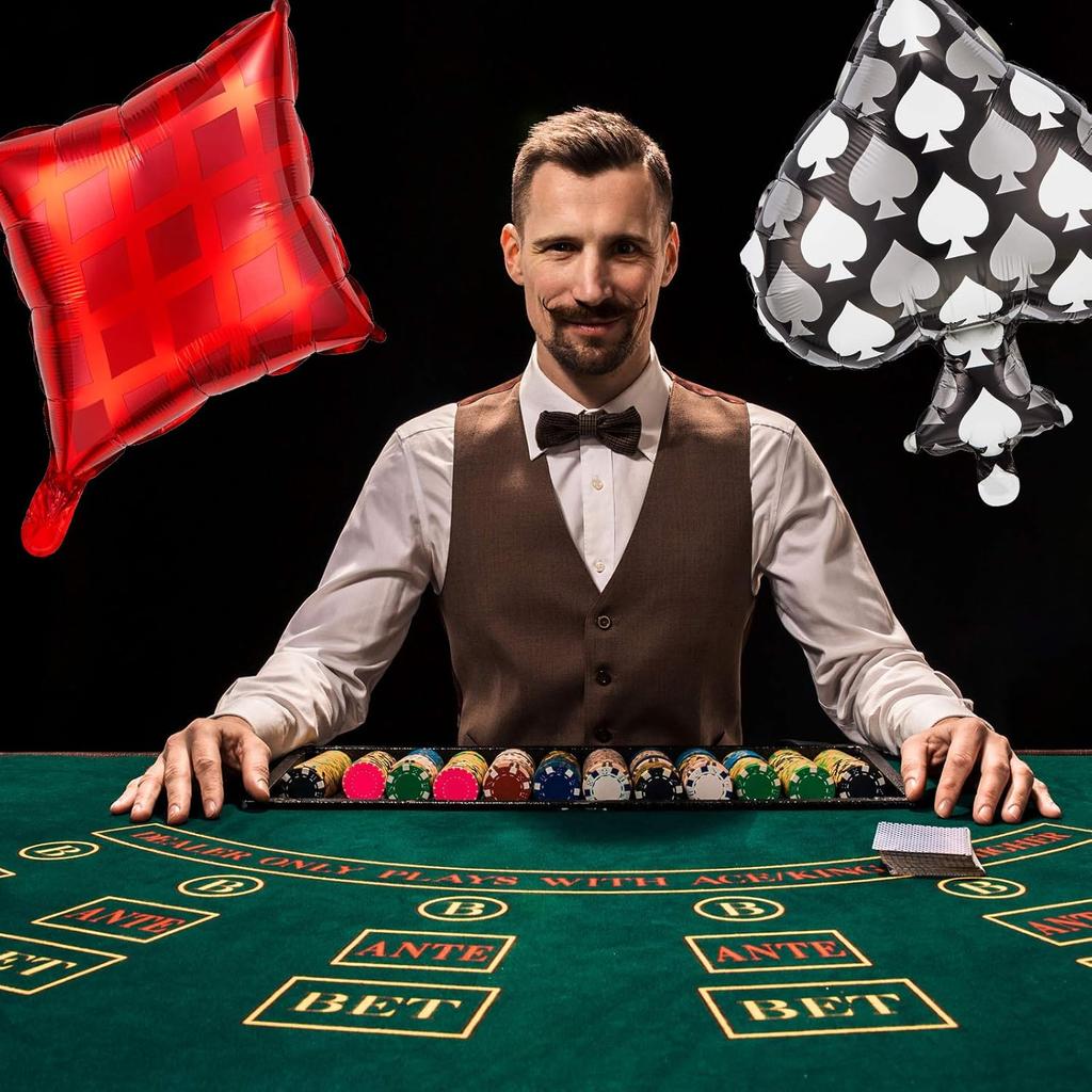8 Stuks Dobbelstenen en Kaarten Ballonnen Casino Ballonnen Las Vegas Spelavond Thema Feestdecoraties Poker Ballon Harten Schoppen ballonnen