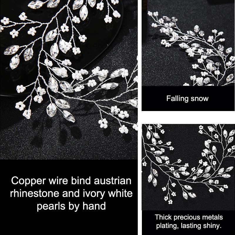 Miallo Handmade Flower Leaf Headbands Bridal Hair Vine Jewelry Hair Accessories Ornaments Wedding Tiaras and Crowns for Bride