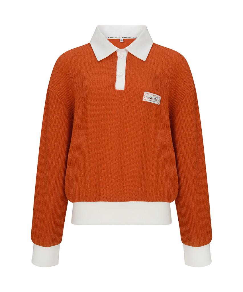 KANDINI Orange Blossom Knit Polo Shirt