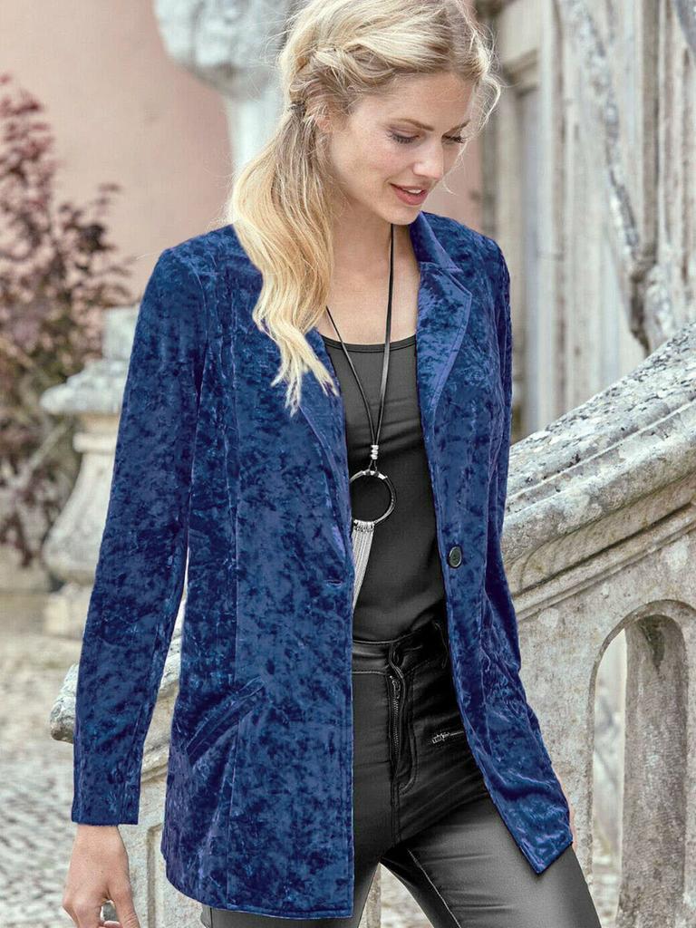 Spring/Autumn New Women's Suit, Hot Sale Women's One-Button Casual Velvet Blazer Jacket