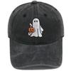 Cross-border Bestseller: Washed Soft-Top Casual Baseball Cap for Men and Women with Halloween Embroidered Pumpkin Smiley Face