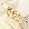 18K Gold Plated Heart-Shaped Stainless Steel Ring Set: Elegant 3-Piece Plain Band for Everyday Wear