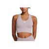 Under Armour Rival Mid Fashion Soft Skin-Fit Pullover Sports Bra Women Underwear Gray Purple 1384419-015
