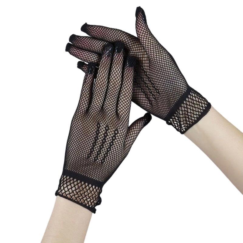 Elegant Stretchy Fishnet Gloves For Weddings Formal Event Elastic Short Gloves Breathable Comfortable Handwear for Party