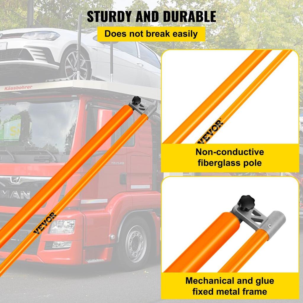 Load Height Measuring Stick, 20\' Sturdy Fiberglass Truck Height Stick with Adjustable Pole, Non-conductive Truck Height Measuring Stick with Carrying