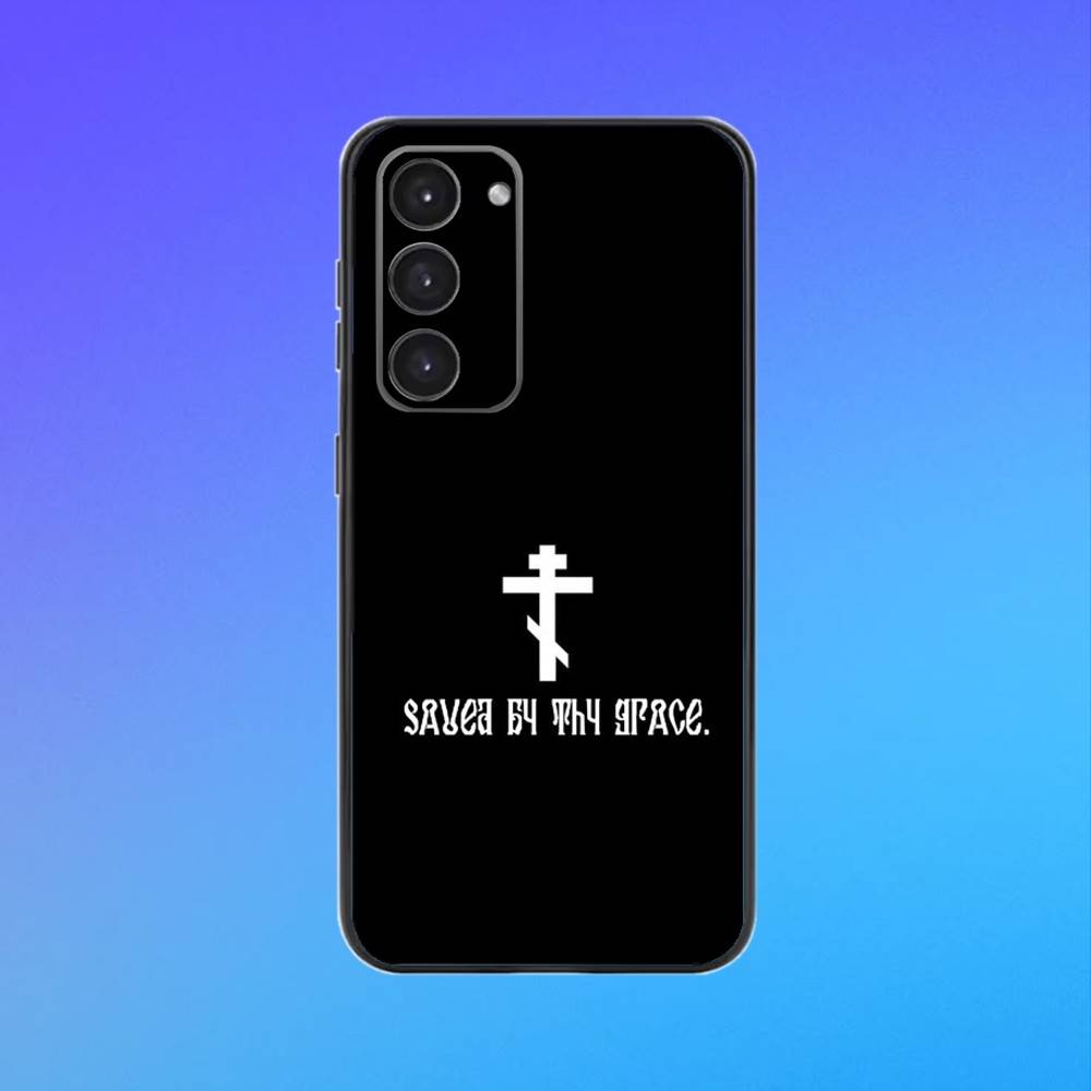 O-Orthodox Cross Icon Phone Case For Samsung A73,A72,A71,A70,A53,A52,A51 Black Soft Case