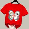 Cute Shark Cat Print Tshirts For Girls Summer Children Casual Kawaii Colorful Comfortable Tops Kids Oneck Short Sleeve Tees
