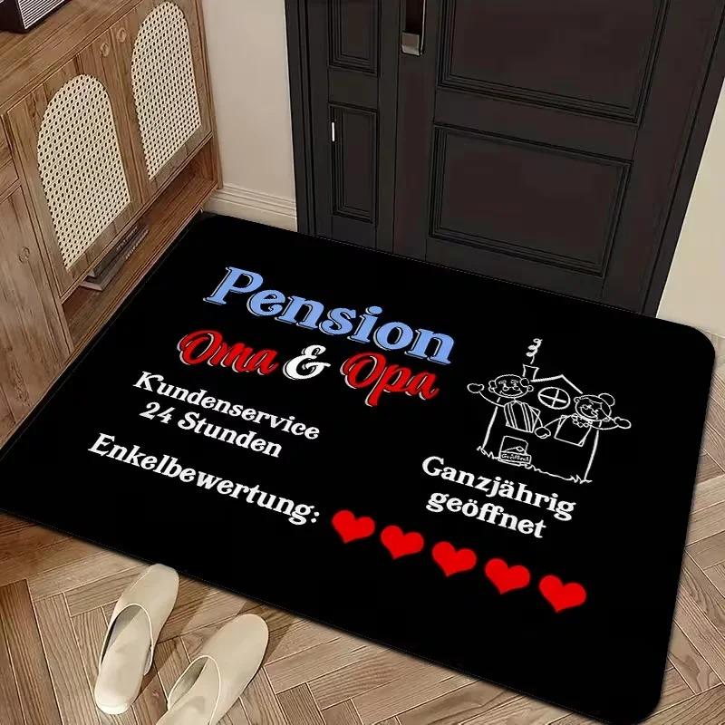 Funny Oma Opa Front Door Mat 2D Flat Printed Felt Polyester Composite Entryway Rug Grandparents House Indoor Hallway Mat